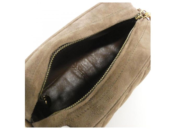 Borsa a tracolla Chanel in camoscio marrone chiaro - vista 8