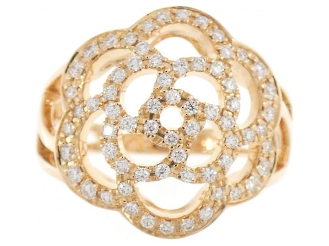 Anel Chanel Camellia em ouro rosa 18K e diamante Dourado - vista 2