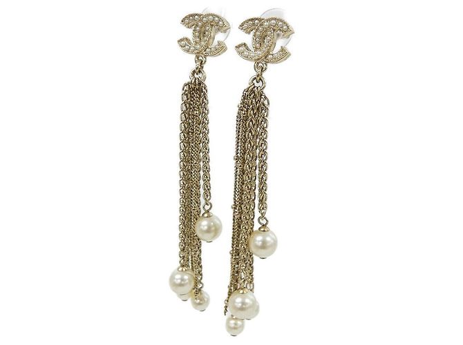 Orecchini a catena Chanel AB0672 Oro e Bianco D'oro - vista 2