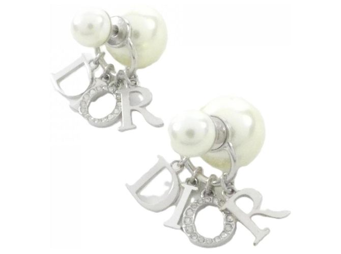 Boucles d'oreilles Christian Dior Tribal E1411TRICY Argenté Blanc - vue 2