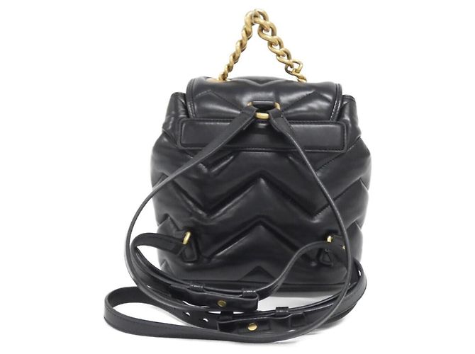 Gucci GG Marmont Rucksack aus gestepptem schwarzem Leder - Ansicht 2