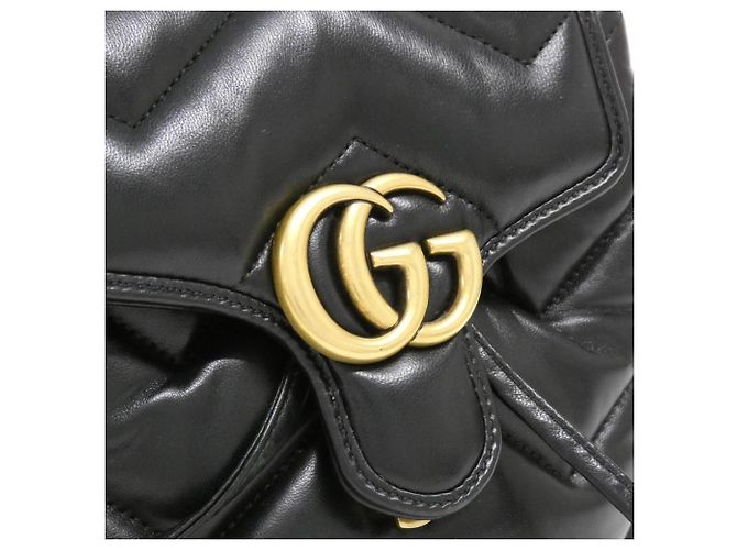Gucci GG Marmont Rucksack aus gestepptem schwarzem Leder - Ansicht 6