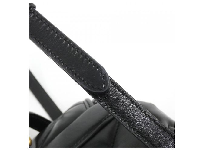 Gucci GG Marmont Rucksack aus gestepptem schwarzem Leder - Ansicht 7