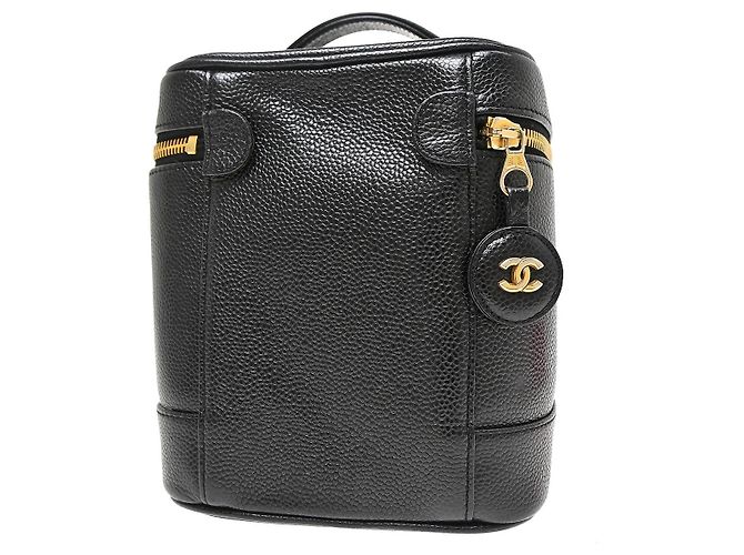 Beauty Case Chanel Vintage Timeless Caviar Tall Nero - vista 2