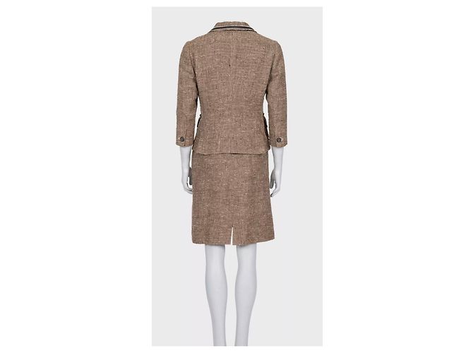 Elegant Prada Brown Silk Blend Dress & Jacket Set Sz.44 Pre-owned - view 3