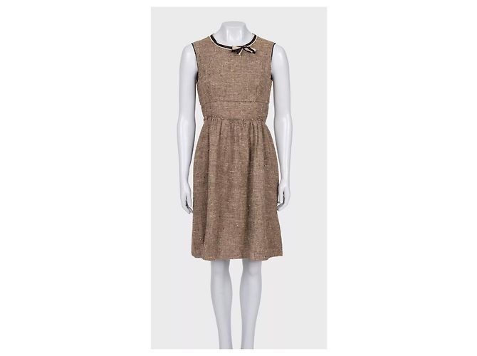Elegant Prada Brown Silk Blend Dress & Jacket Set Sz.44 Pre-owned - view 6