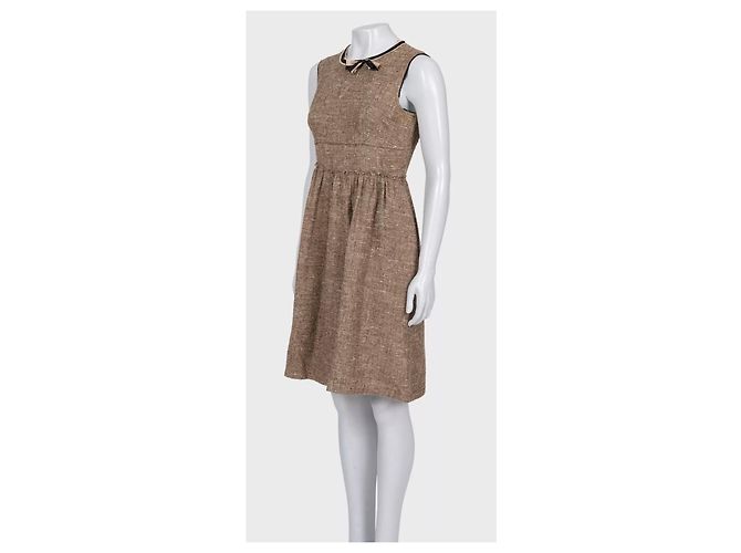 Elegant Prada Brown Silk Blend Dress & Jacket Set Sz.44 Pre-owned - view 7