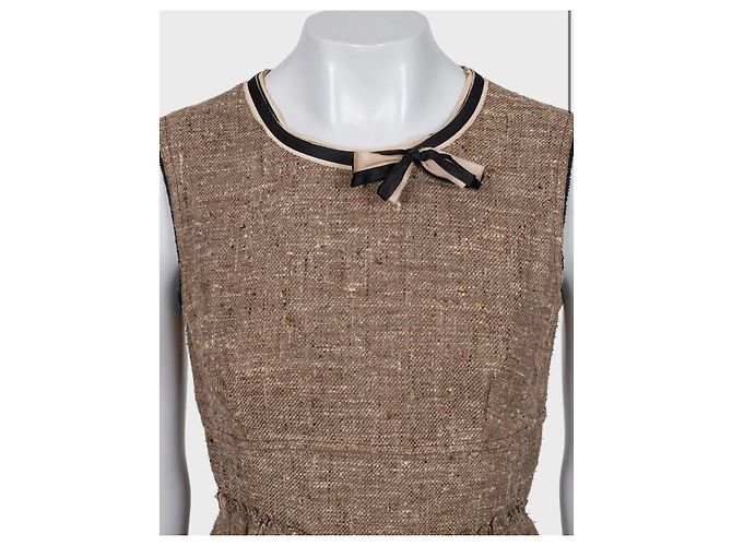 Elegant Prada Brown Silk Blend Dress & Jacket Set Sz.44 Pre-owned - view 9