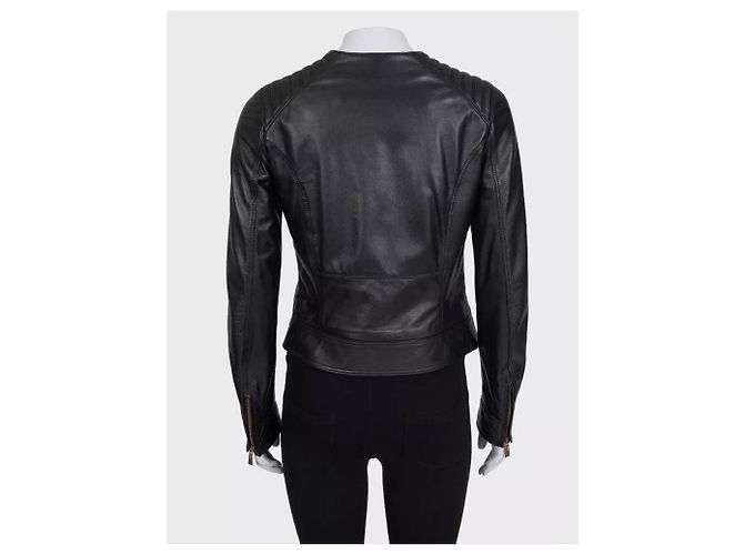 Roberto Cavalli Just Cavalli Chic Lederjacke mit Animal-Print IT 42 gebraucht - Ansicht 3