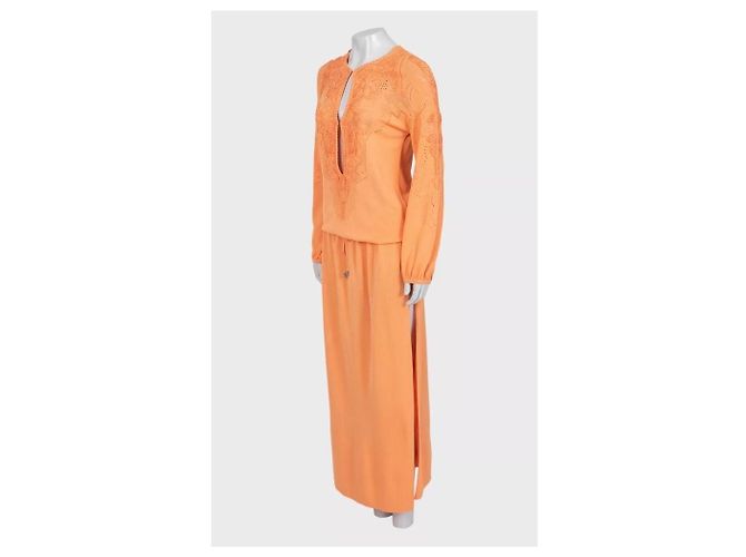 Roberto Cavalli Orange Perforiertes Maxi Kleid EU 38/M Gebraucht - Ansicht 2