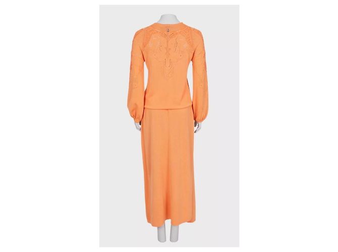 Roberto Cavalli Orange Perforiertes Maxi Kleid EU 38/M Gebraucht - Ansicht 3