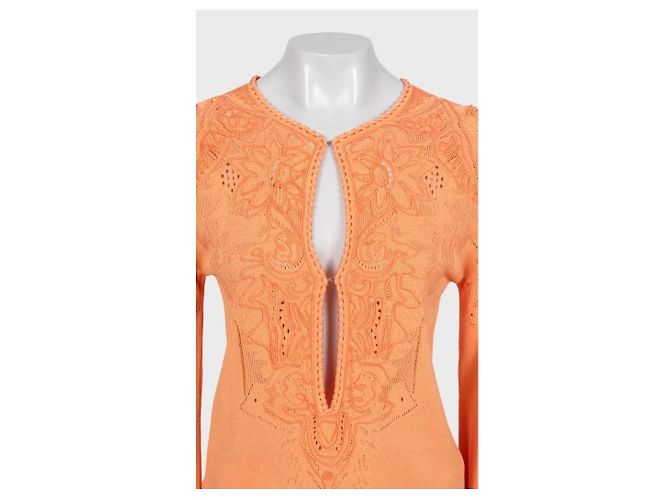 Roberto Cavalli Orange Perforiertes Maxi Kleid EU 38/M Gebraucht - Ansicht 4