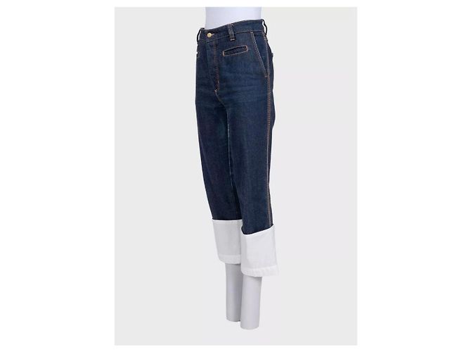 Jeans cropped Loewe con risvolti bianchi EU 42 usato - vista 2