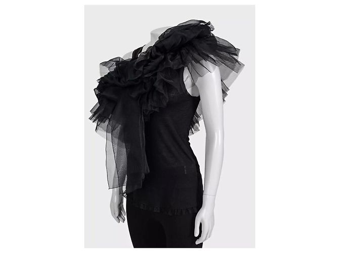 Canotta in mesh con volant Valentino Nera - US 6 / M Usato - vista 2