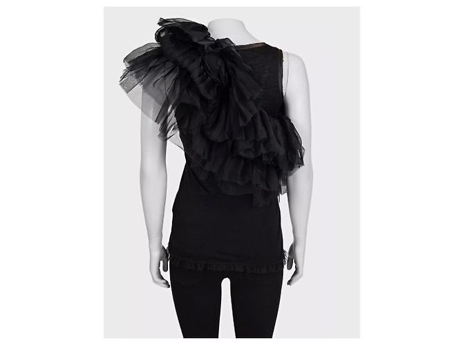 Canotta in mesh con volant Valentino Nera - US 6 / M Usato - vista 3