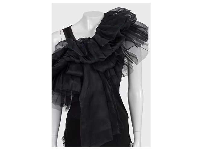 Canotta in mesh con volant Valentino Nera - US 6 / M Usato - vista 4