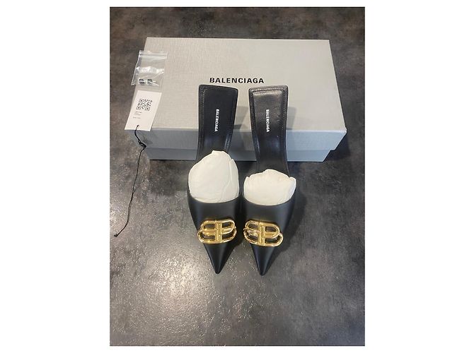 Mules BB in pelle nera Balenciaga Nero - vista 9