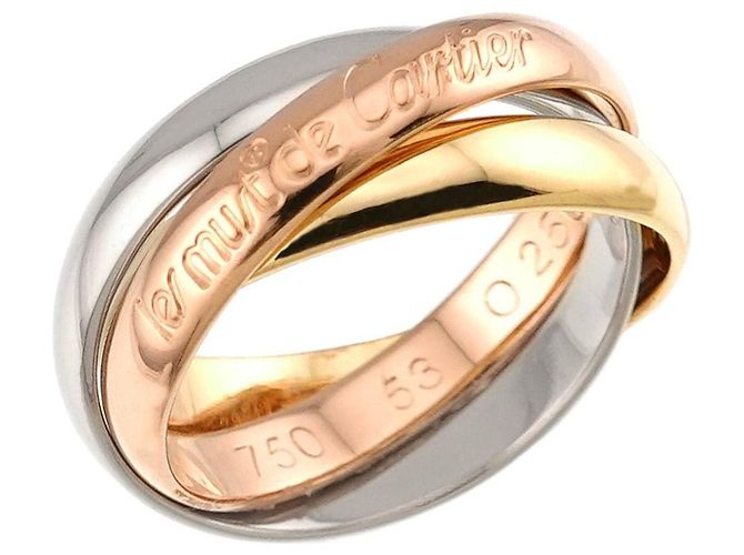 Anello Cartier Trinity in oro bianco rosa e giallo 18K - vista 5