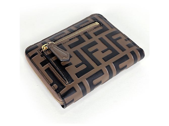 Fendi FF Diamond Bi-fold Geldbörse mit Reißverschluss Braun - Ansicht 2