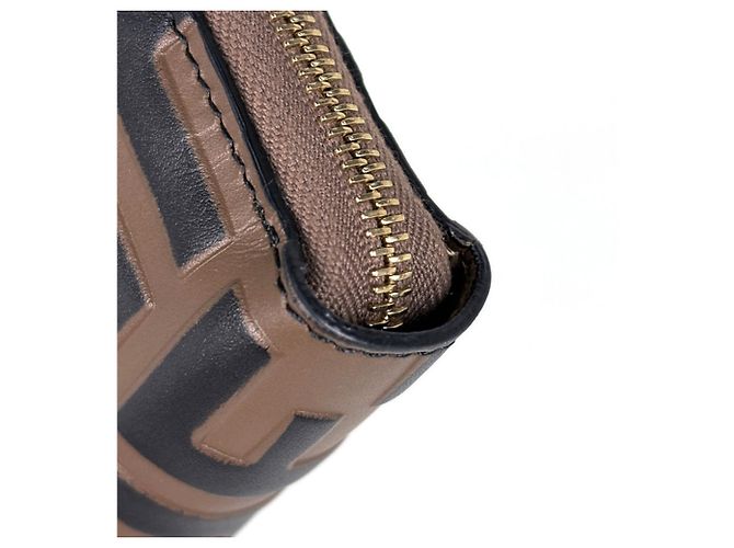 Fendi FF Diamond Bi-fold Geldbörse mit Reißverschluss Braun - Ansicht 3