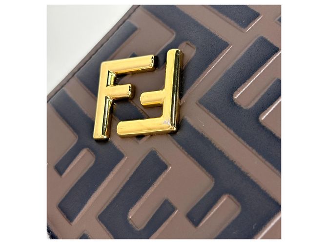 Fendi FF Diamond Bi-fold Geldbörse mit Reißverschluss Braun - Ansicht 4