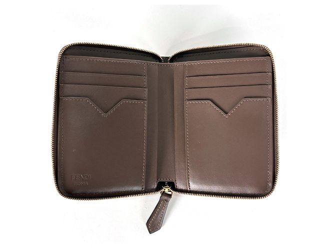 Fendi FF Diamond Bi-fold Geldbörse mit Reißverschluss Braun - Ansicht 7
