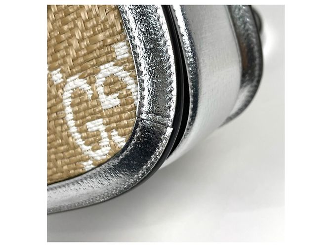 mala 2-Way Gucci Bamboo em Bege e Silver Prata - vista 3