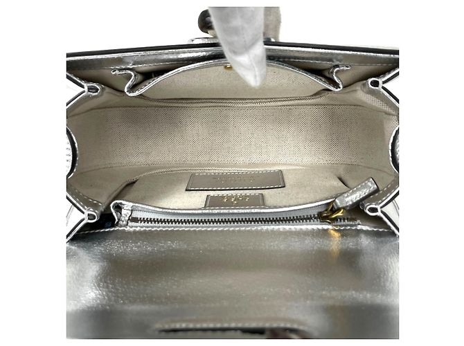 mala 2-Way Gucci Bamboo em Bege e Silver Prata - vista 7