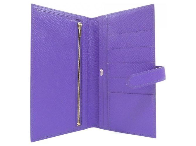Hermès Hermes Bearn Classic Langbeutel Lila - Ansicht 7