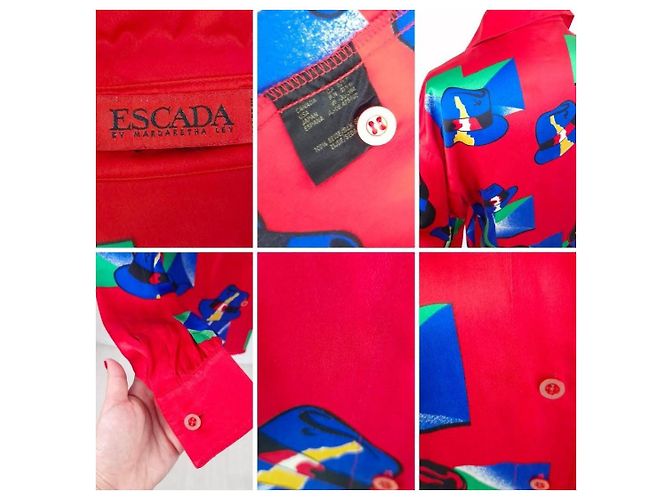 Escada camicia in seta con cappelli 1990s Multicolore - vista 10
