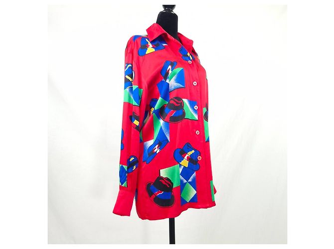 Escada camicia in seta con cappelli 1990s Multicolore - vista 4