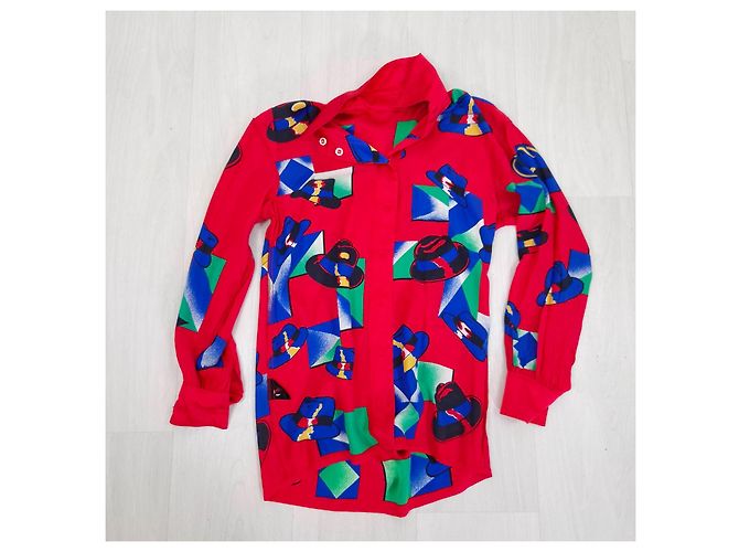 Escada camicia in seta con cappelli 1990s Multicolore - vista 6