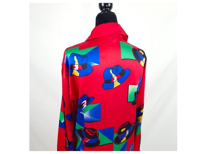 Escada camicia in seta con cappelli 1990s Multicolore - vista 8