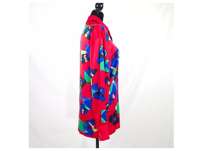 Escada camicia in seta con cappelli 1990s Multicolore - vista 9