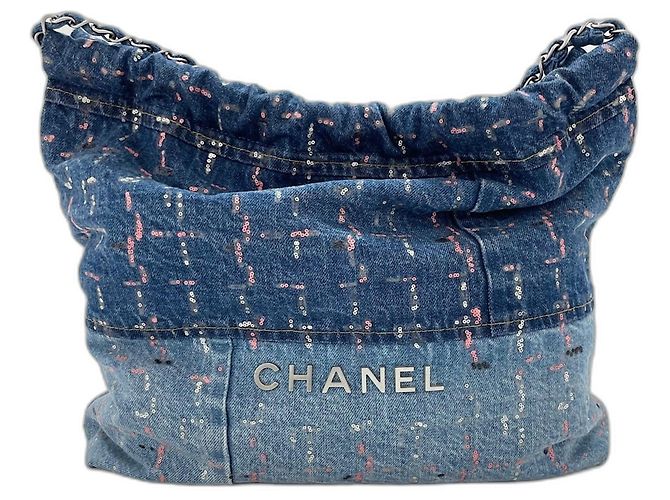 Borsa a tracolla Chanel CHANEL 22 in blu navy - vista 2