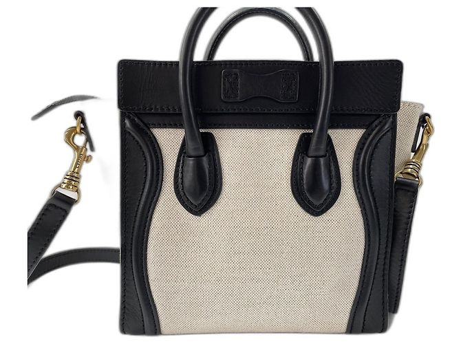 Céline Borsa a spalla Celine Luggage Shopper in Beige - vista 3