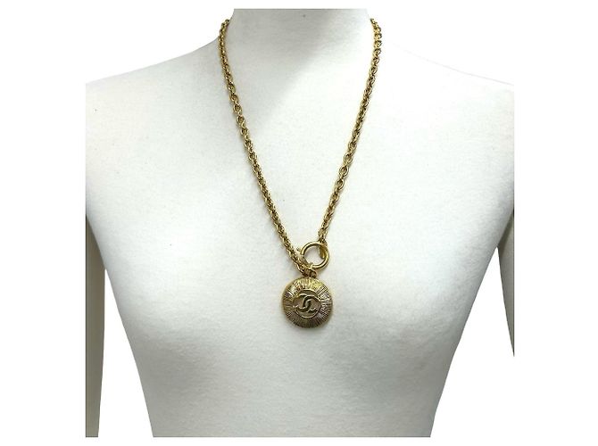 Collana placcata oro Chanel Vintage con motivo Coco Mark D'oro - vista 2