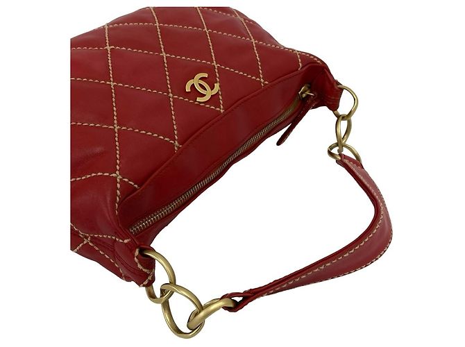Borsa Chanel Coco Mark Hardware Wild Stitch Rosso - vista 4