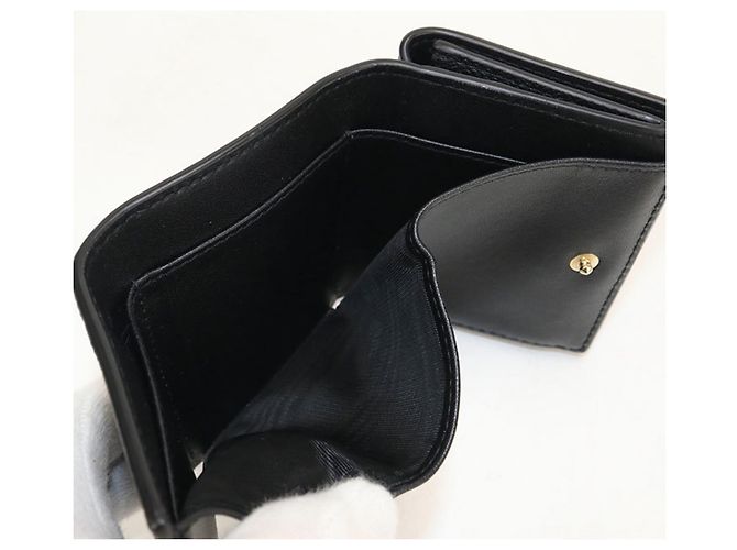 Portafoglio tri-fold Christian Dior in pelle di vitello nera Nero - vista 4