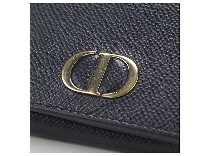 Portafoglio tri-fold Christian Dior in pelle di vitello nera Nero - vista 6