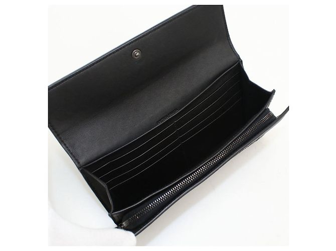 Cartera larga de piel negra Bottega Veneta - vista 3