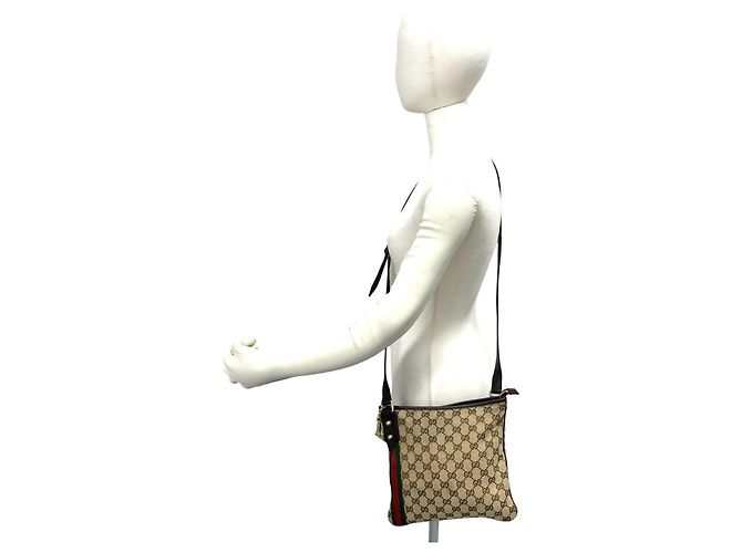 Borsa a tracolla Gucci Sherry Line con motivo GG Marrone Rosso Verde - vista 2