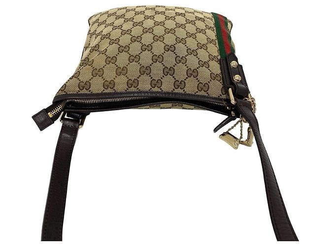 Borsa a tracolla Gucci Sherry Line con motivo GG Marrone Rosso Verde - vista 4