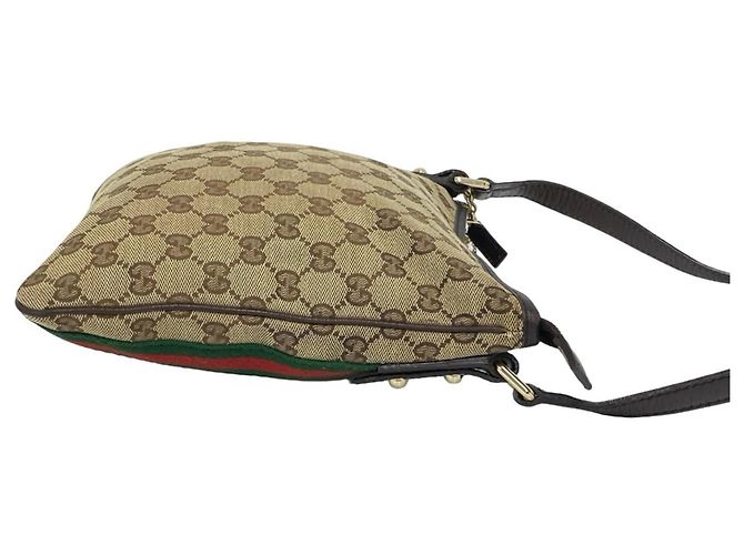 Borsa a tracolla Gucci Sherry Line con motivo GG Marrone Rosso Verde - vista 6