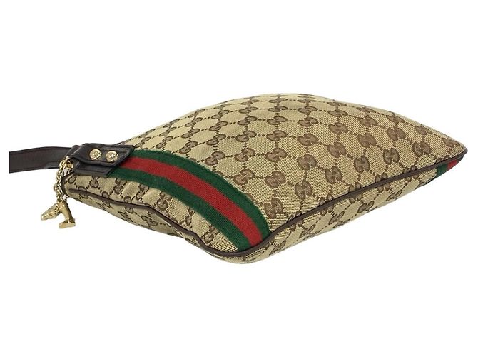 Borsa a tracolla Gucci Sherry Line con motivo GG Marrone Rosso Verde - vista 7