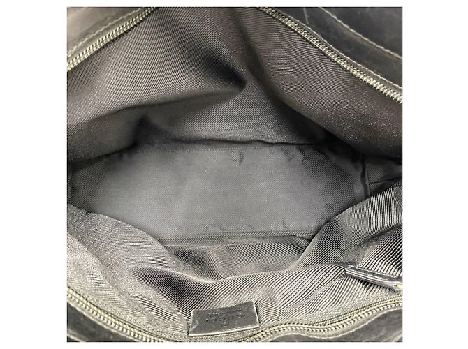 Gucci GG Logo Canvas Leder Tote Bag Schwarz Marineblau - Ansicht 9
