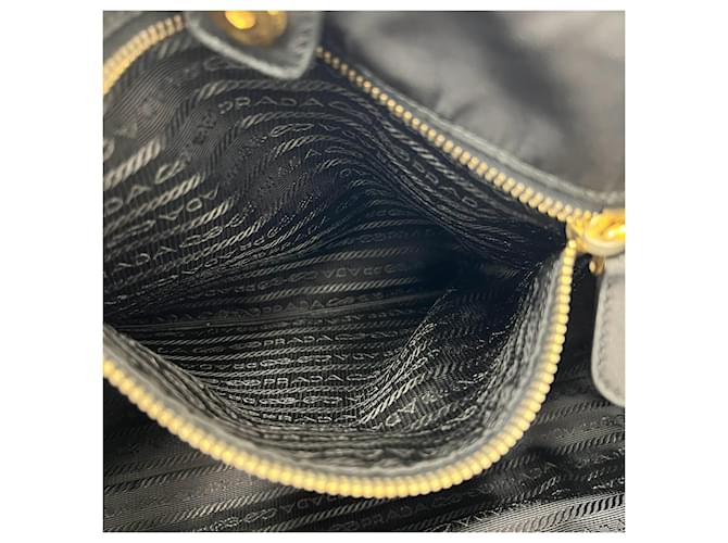 Tote Borsa Prada in nylon e pelle con logo Triangle Nero - vista 10