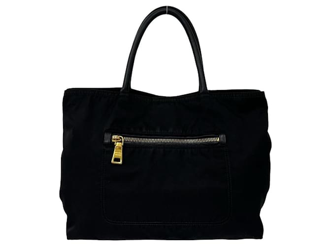 Tote Borsa Prada in nylon e pelle con logo Triangle Nero - vista 3