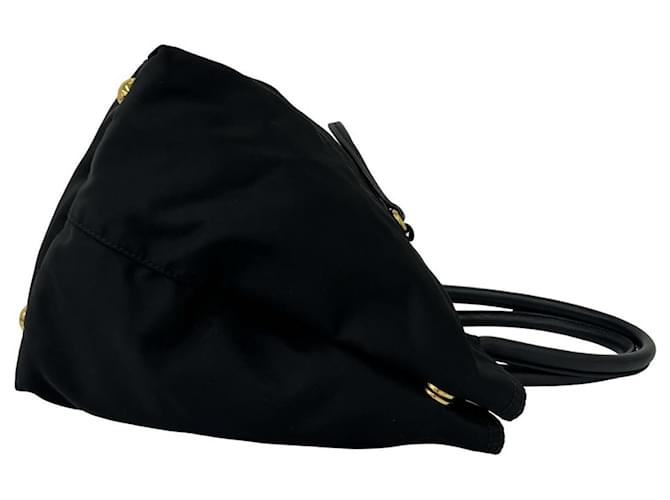 Tote Borsa Prada in nylon e pelle con logo Triangle Nero - vista 6