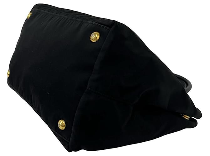 Tote Borsa Prada in nylon e pelle con logo Triangle Nero - vista 8
